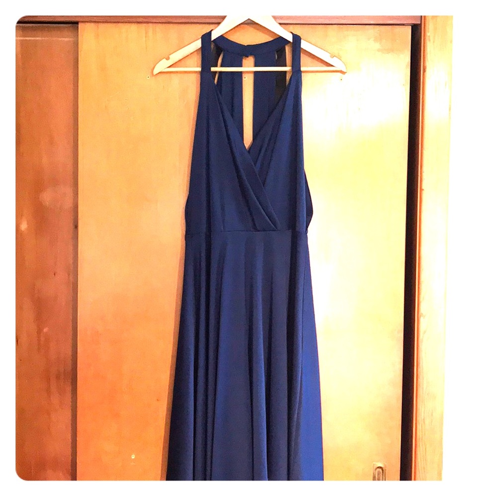 Dao by Chloe Dao navy satin cocktail dress